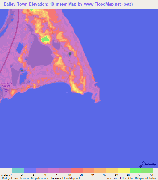 Bailey Town,Bahamas Elevation Map