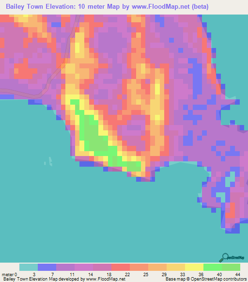 Bailey Town,Bahamas Elevation Map