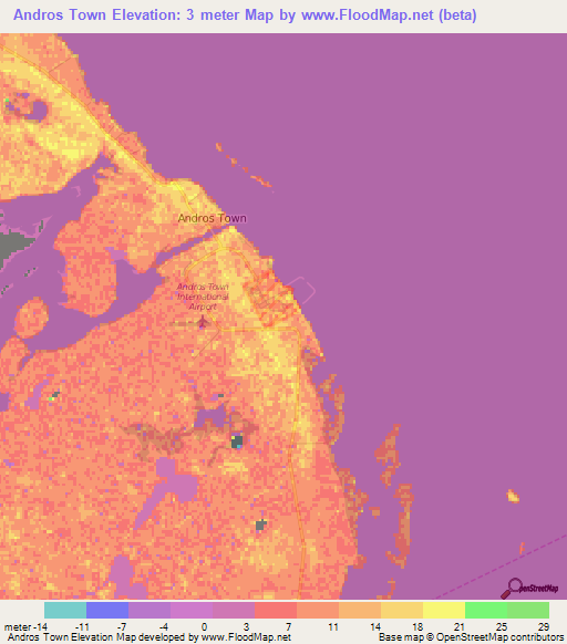 Andros Town,Bahamas Elevation Map