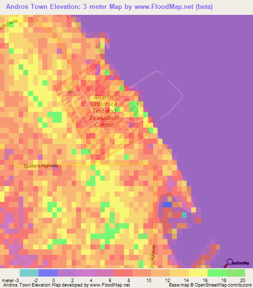 Andros Town,Bahamas Elevation Map