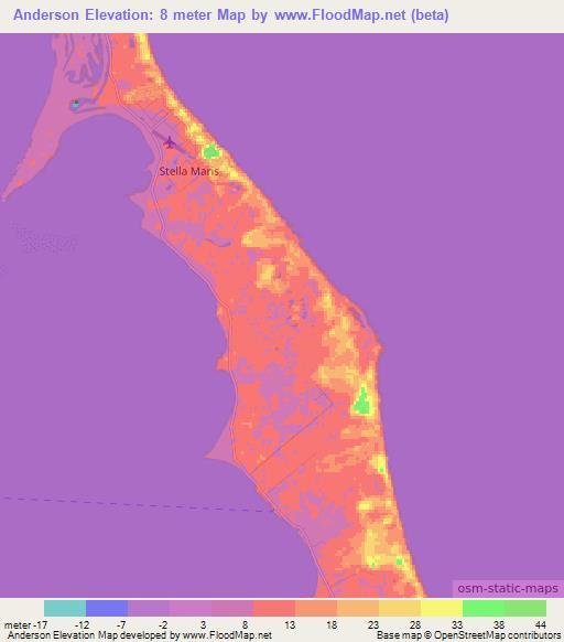 Anderson,Bahamas Elevation Map