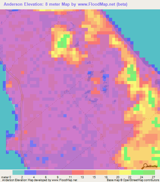 Anderson,Bahamas Elevation Map