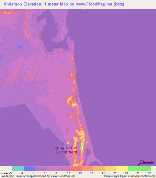 Anderson,Bahamas Elevation Map