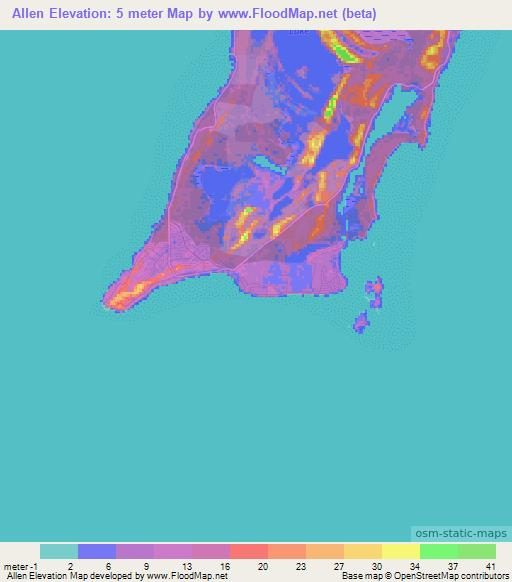 Allen,Bahamas Elevation Map