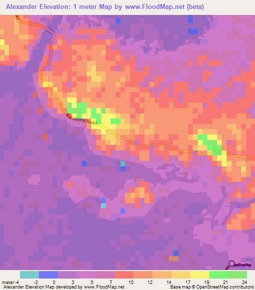 Alexander,Bahamas Elevation Map