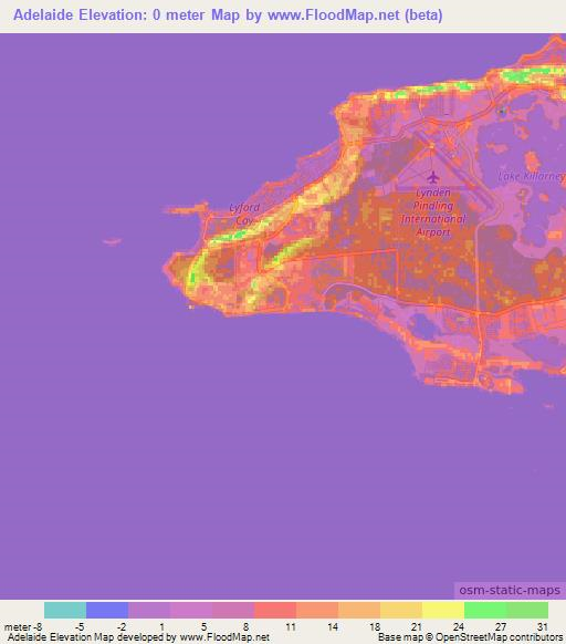 Adelaide,Bahamas Elevation Map