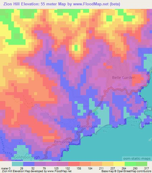 Zion Hill,Trinidad and Tobago Elevation Map