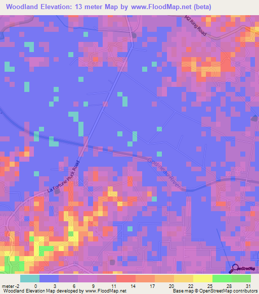 Woodland,Trinidad and Tobago Elevation Map