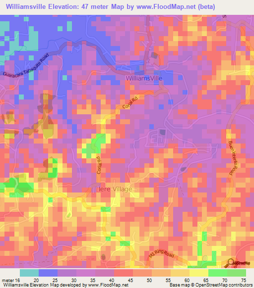 Williamsville,Trinidad and Tobago Elevation Map