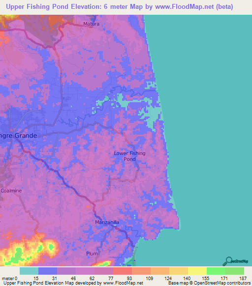 Upper Fishing Pond,Trinidad and Tobago Elevation Map