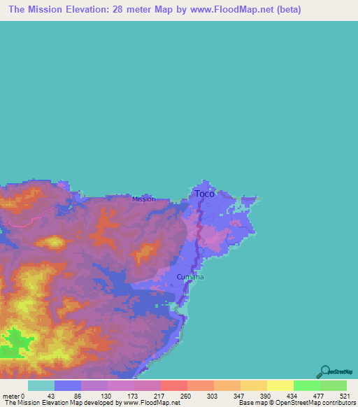 The Mission,Trinidad and Tobago Elevation Map