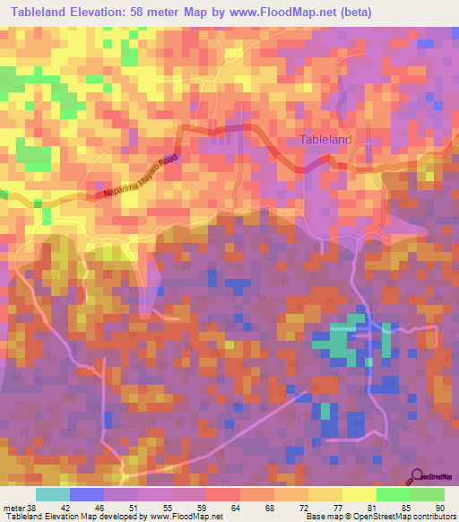 Tableland,Trinidad and Tobago Elevation Map