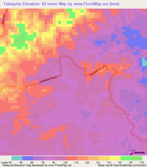 Tabaquite,Trinidad and Tobago Elevation Map