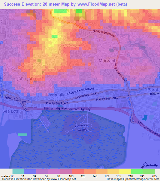 Success,Trinidad and Tobago Elevation Map