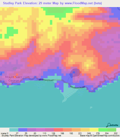 Studley Park,Trinidad and Tobago Elevation Map