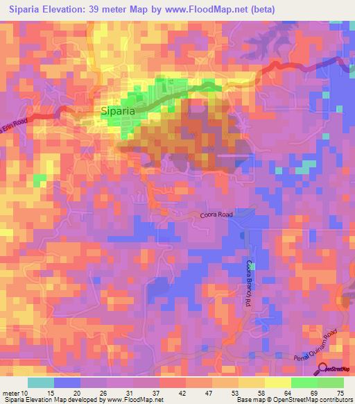 Siparia,Trinidad and Tobago Elevation Map