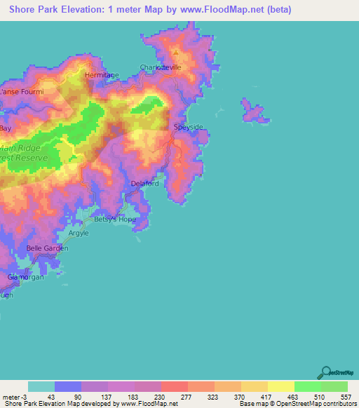 Shore Park,Trinidad and Tobago Elevation Map