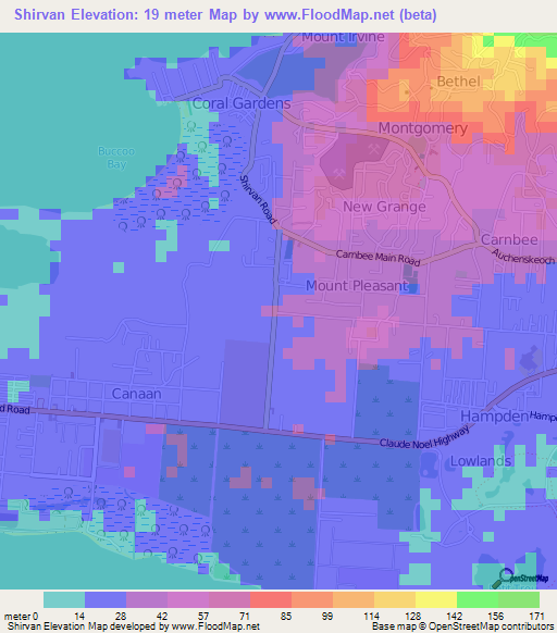 Shirvan,Trinidad and Tobago Elevation Map