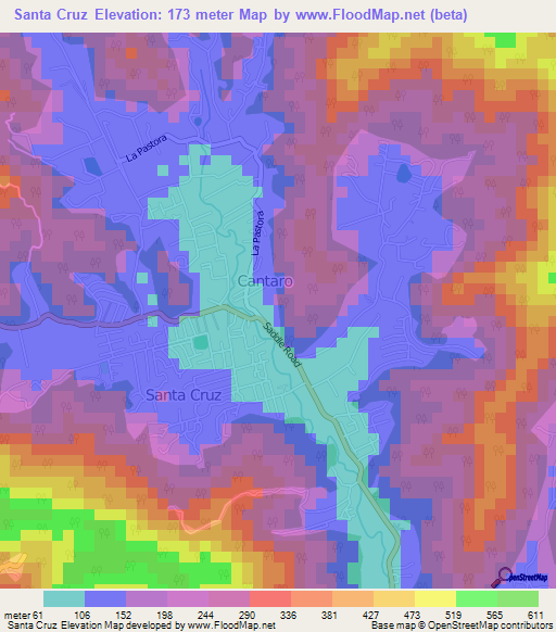 Santa Cruz,Trinidad and Tobago Elevation Map