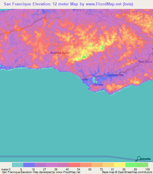 San Francique,Trinidad and Tobago Elevation Map