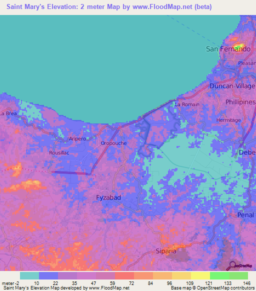 Saint Mary's,Trinidad and Tobago Elevation Map
