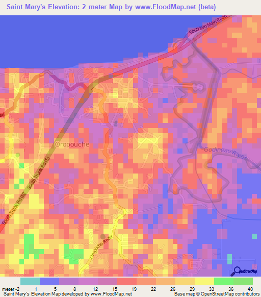 Saint Mary's,Trinidad and Tobago Elevation Map