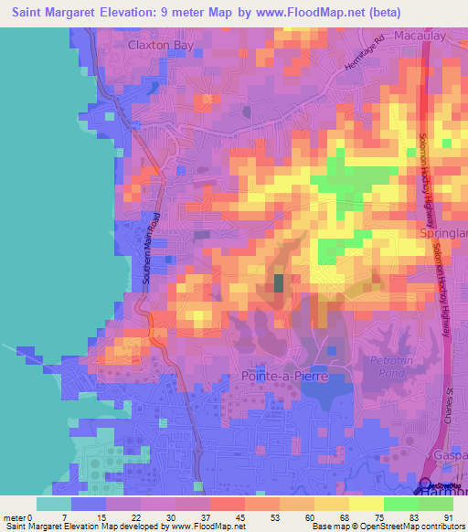 Saint Margaret,Trinidad and Tobago Elevation Map