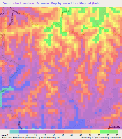 Saint John,Trinidad and Tobago Elevation Map