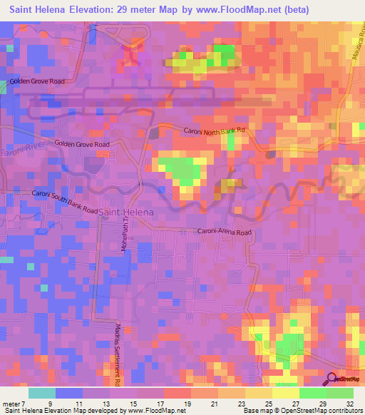 Saint Helena,Trinidad and Tobago Elevation Map