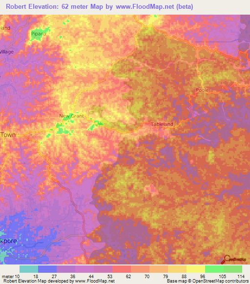 Robert,Trinidad and Tobago Elevation Map