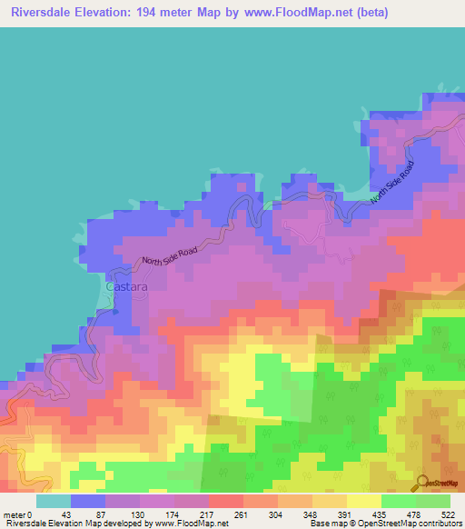 Riversdale,Trinidad and Tobago Elevation Map
