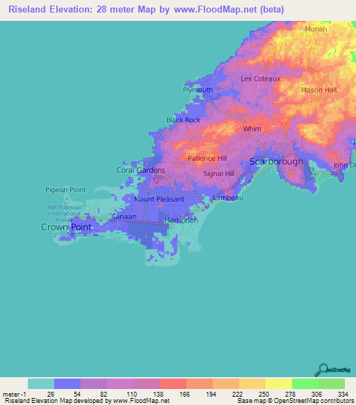 Riseland,Trinidad and Tobago Elevation Map