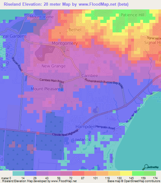 Riseland,Trinidad and Tobago Elevation Map