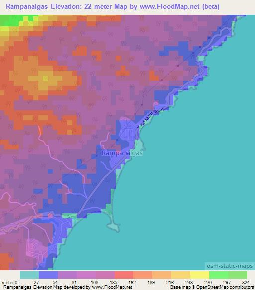 Rampanalgas,Trinidad and Tobago Elevation Map
