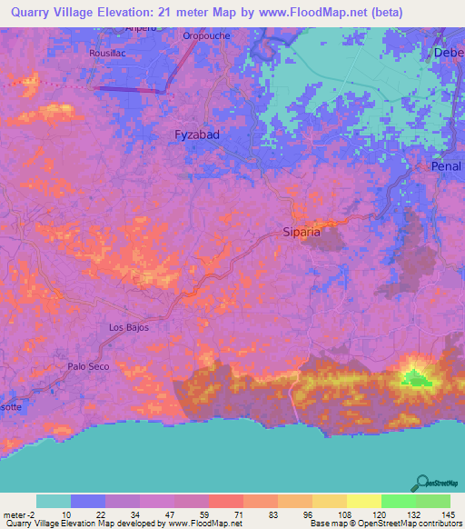 Quarry Village,Trinidad and Tobago Elevation Map