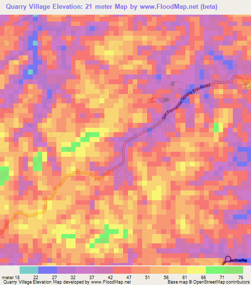 Quarry Village,Trinidad and Tobago Elevation Map