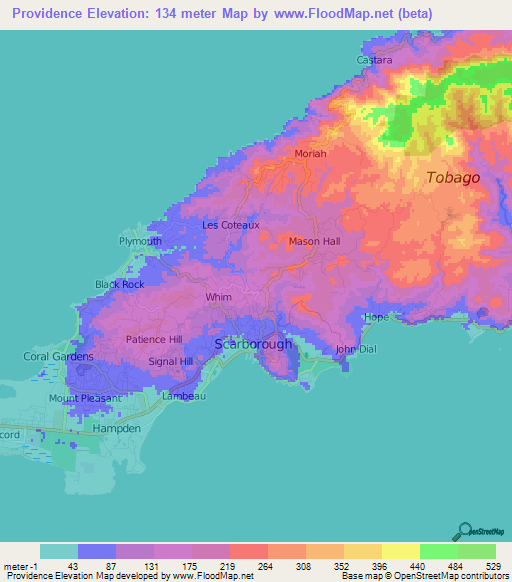 Providence,Trinidad and Tobago Elevation Map
