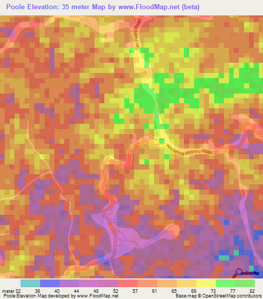 Poole,Trinidad and Tobago Elevation Map