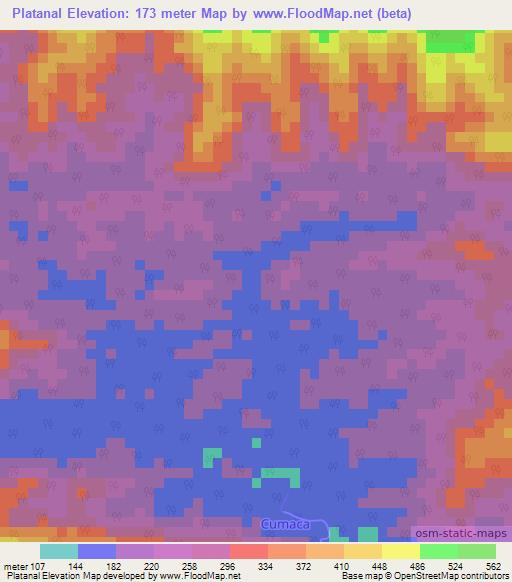 Platanal,Trinidad and Tobago Elevation Map