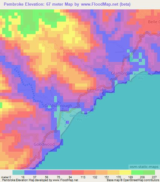 Pembroke,Trinidad and Tobago Elevation Map