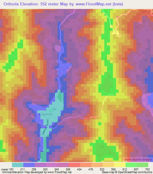 Ortinola,Trinidad and Tobago Elevation Map