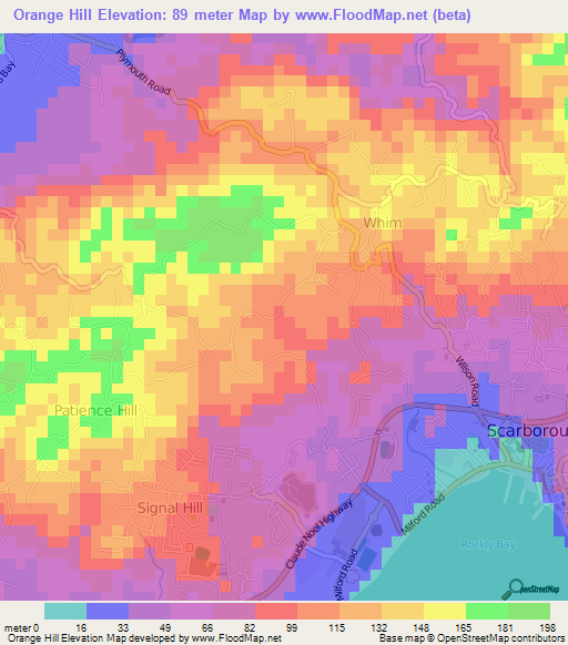 Orange Hill,Trinidad and Tobago Elevation Map