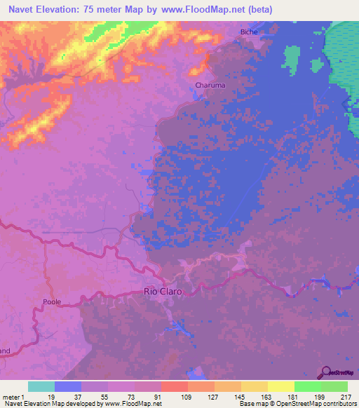 Navet,Trinidad and Tobago Elevation Map