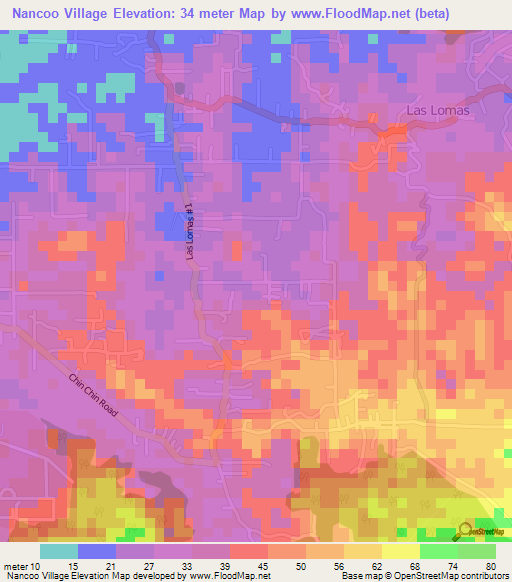 Nancoo Village,Trinidad and Tobago Elevation Map