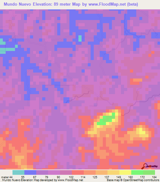 Mundo Nuevo,Trinidad and Tobago Elevation Map