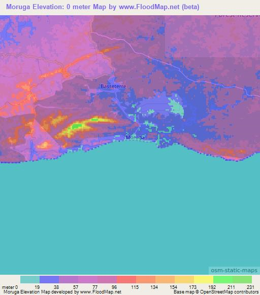 Moruga,Trinidad and Tobago Elevation Map