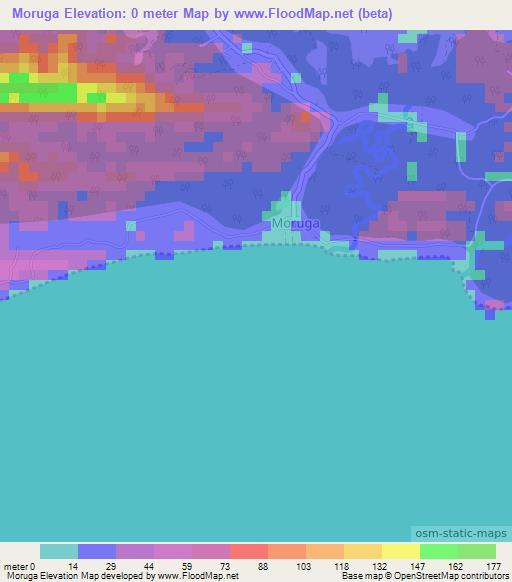 Moruga,Trinidad and Tobago Elevation Map