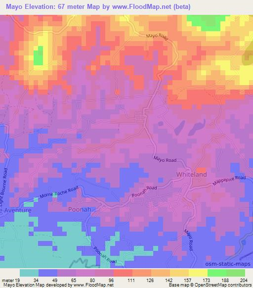 Mayo,Trinidad and Tobago Elevation Map
