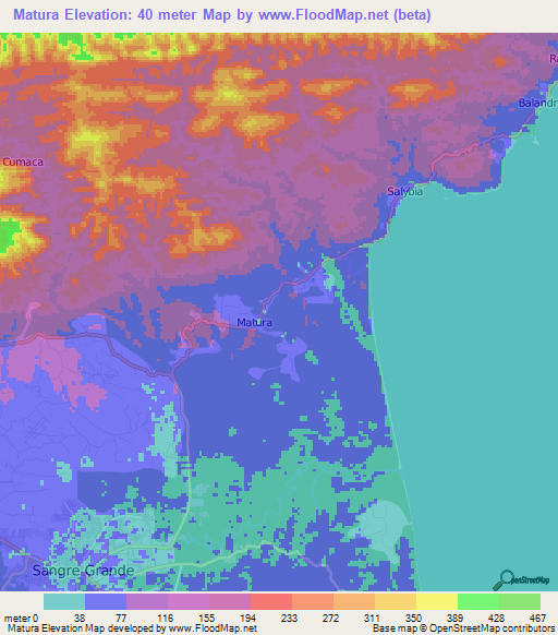Matura,Trinidad and Tobago Elevation Map