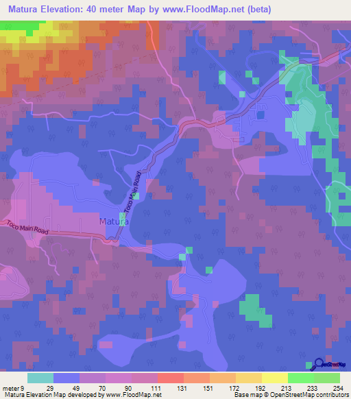 Matura,Trinidad and Tobago Elevation Map